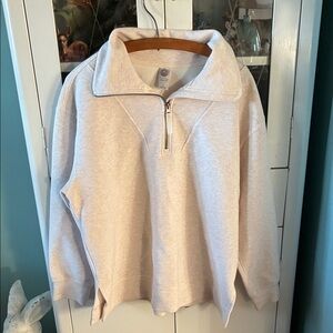 Te Verde sz XL Cream Tan Quarter-Zip Pullover Sweatshirt like new
